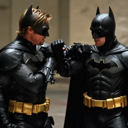 color film still, brad pitt punches batman, high quality ; fight club ( 1 9 9 9 )