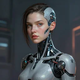 a portrait of a female cyborg by by alexandre cabanel, scifi, digital painting, cyberpunk, bladerunner, smooth, octane render