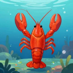 crawfish underwater, vibrant, cute, digital art, trending on artstation