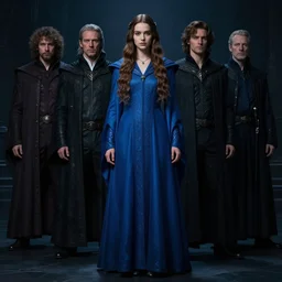 full body portrait, young and beautiful female high wizard in blue robes, dramatic lighting, cinematic, establishing shot, extremely high detail, photo realistic, cinematic lighting, post processed, concept art, artstation, matte painting, style by eddie mendoza, raphael lacoste, alex ross, greg rutkowski
