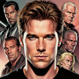 dynamic macro head portrait of realistic christopher reevee by cory walker and ryan ottley and jack kirby and barry windsor - smith, comic, illustration, photo real