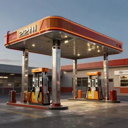 a dieselpunk fuelstation in the year 2211, ultra realistic details, 8k