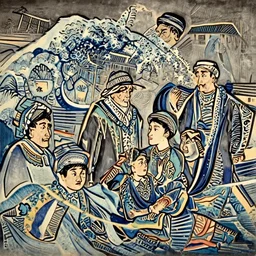 Kurdish family, woodblock print by the Japanese ukiyo-e artist Hokusai, incredibly detailed, award winning art