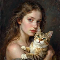 woman and cat, intricate details by ross tran, conrad roset, takato yomamoto, ilya kuvshinov