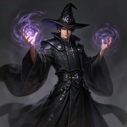 a highly detailed illustration of Hiroyuki Sanada as wizard wearing black robe and mage hat, powerful magic wielding pose, intricate, elegant, highly detailed, centered, digital painting, artstation, concept art, smooth, sharp focus, league of legends concept art, WLOP