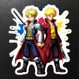 die cut sticker, full metal alchemist al and alphons, splatter paint