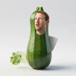 mark zuckerberg as a zucchini, professional food photography, unreal engine