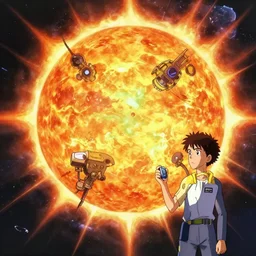 complex alien technology that can harness the power of the sun, used to generate energy for an entire planet by luis royo and steve henderson, style of anime