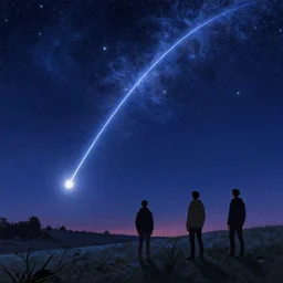 ilya kuvshinov, mcbess, rutkowski, illustration of an amazing meteor shower