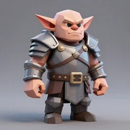 stout goblin wearing armor, 3 d low poly render