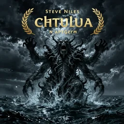 in the style of Steve Niles and artgerm, Chtulhu rising from the water,, Lovecraftian, ocean, night, storm,  lighting, terror, horror