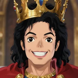 centered!! macro head portrait of medieval smiling king michael jackson, artstation, detailed cartoon, elegant, digital painting, concept art, smooth, sharp focus, illustration, ghibli, makoto shinkai, don bluth, fujita goro, jean giraud, akihiko yoshida, tom whalen 8 k