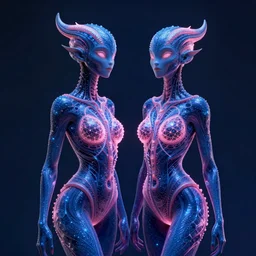 twin xanathars made of bioluminescence slimy skin, fantasy, elegant, crisp 8 k line art, digital painting, artstation, unreal engine, octane render, emissive lighting, concept art, matte, sharp focus, hyper realistic lighting, illustration, deep royal blue and pink color scheme, art by dave kendall