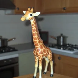 a mini girafe in a stalinist style kitchen, by mini dv camera, very very low quality, heavy grain, very blurry, accidental flash, webcam footage, found footage, security cam, caught on trail cam