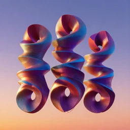 rendering of a series of 3 d spirals in the dawn sky by beeple, 3 d art, sophie cover album, geometric figure, vivid colors, highly detailed, experimental art, digital art, rendered on unreal 3 d,
