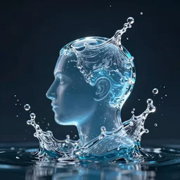 small logo icon design of a human head made of water, water manipulation, hyper realistic, ray tracing, realistic water splashes, sharp focus, 8 k resolution