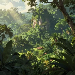 Tropical jungle landscape, trending on artstation, by Noah Bradley