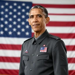 a highly detailed photograph of barak obama as master chief, standing in front of a massive american flag, photorealistic, wallpaper, lifelike, highly detailed, movie scene, promotional poster, unreal engine, high resolution