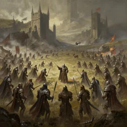 epic middle earth battlefield painting, matte painting, trending on artstation