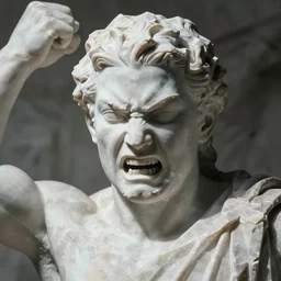 anger and frustration sculpted into marble, abstract