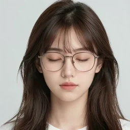photo of girl with glasses, eyes closed, 4 k
