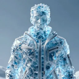 ice human wearing a jacket, digital art