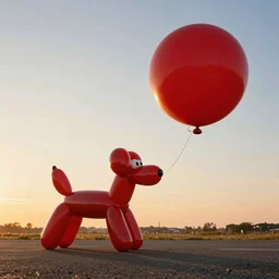 yayoi kusama being chased by a ballon dog, nendroid, art by wgreg rutkowski. during golden hour. extremely silly in style of butcher billy.