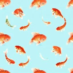 repeating pattern of cute koi fishies