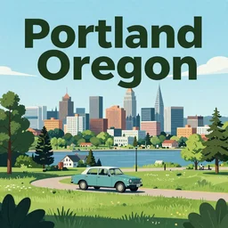 a travel poster for Portland Oregon.