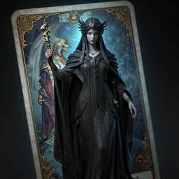 unreal engine render + a goddess, tarot card, dark souls colour scheme, luminal, smooth, coherent, high detailed, kerem beyit, Karol Bak, Chris Cold, james gurney, dan mumford, featured on artstation, instagram HD, unreal engine