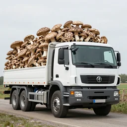 dwarf trucker carries mushrooms on a Kamaz truck