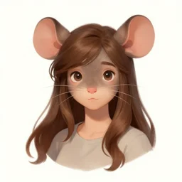 character design portrait of a cute anthropomorphic furry rat girl with rat ears, long brown hair, wearing a shirt, looking at the camera, 4 k, concept art, by wlop, ilya kuvshinov, artgerm, krenz cushart, pixiv.