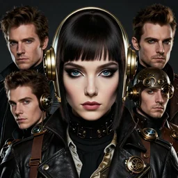 portrait Daft Punk members steampunk cute-fine-face, pretty face, realistic shaded Perfect face, fine details. Anime. Bioshock steampunk realistic shaded lighting by katsuhiro otomo ghost-in-the-shell, magali villeneuve, artgerm, rutkowski Jeremy Lipkin and Giuseppe Dangelico Pino and Michael Garmash and Rob Rey