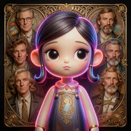 anthropomorphic highly detailed group portrait of funny mr bean neon giant cute eyes girl, intricate, elegant, highly detailed, digital painting, artstation, concept art, smooth, sharp focus, illustration, art by artgerm, bob eggleton, michael whelan, stephen hickman, richard corben, wayne barlowe, trending on artstation and greg rutkowski and alphonse mucha, 8 k