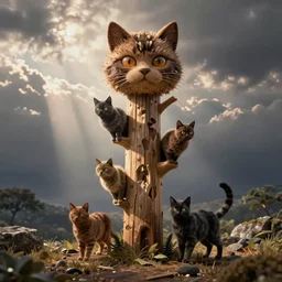 totempole made out of out cats