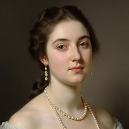 a full body portrait of a young American woman, beautiful face, single face, highly detailed, pearls, smooth, high quality, art by Franz Xaver Winterhalter, Rococo, Romanticism, Neoclassic, art made in the 1850s