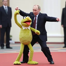 photo of vladimir putin dancing with muppets