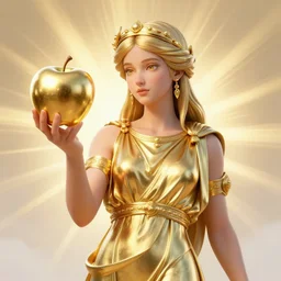eris, discordia, greek goddess of chaos, holding an apple made of reflective gold!!! metal!!!, trending on artstation, god's rays highly detailed, vivid color, cinematic lighting, perfect composition, 8 k, gustave dore, derek zabrocki, greg rutkowski, belsinski, octane render