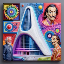 A surreal neon painting of Zaha hadid 3d kandinsky fractal Vladimir kush and dali and kandinsky, 3d, realistic shading, complimentary colors, vivid neon colors, aesthetically pleasing composition, masterpiece, 4k, 8k, ultra realistic, super realistic,