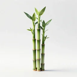 playful lucky bamboo, clean 3d render, full body, isolated on a pure white background, centered, entire subject in frame, sharp focus, soft studio lighting