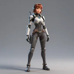 a 3 d concept art of a armed sci - if girl full body by pixar studio, octane render, 8 k.