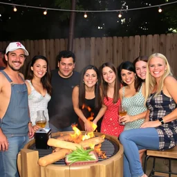 the cast of friends at a barbecue