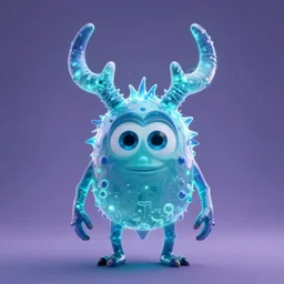 a two headed xanathar made of bioluminescence in the art style of monsters inc, crisp 8 k line art, digital painting, artstation, unreal engine, octane render, emissive lighting, concept art, matte, sharp focus, hyper realistic lighting, illustration, deep royal blue and pink color scheme, art by josan gonzalez
