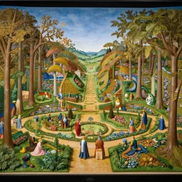 hieronymus bosch garden of earthly delights, diorama, panorama, hd, 8 k