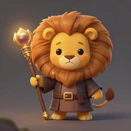 cute little anthropomorphic lion, wielding a magic staff, tiny, small, short, wizard robe, cute and adorable, pretty, beautiful, dnd character art portrait, matte fantasy painting, deviantart artstation, by jason felix by steve argyle by tyler jacobson by peter mohrbacher, cinema