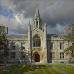 oil painting of the architecture of University college dublin by Gerhard Richter