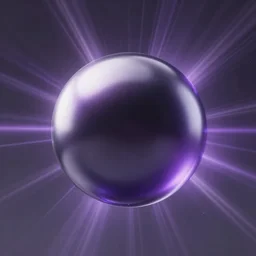 smooth chrome orb surrounded light rays, octane render, purple and grey tones, cinematic, dramatic lighting, cgi, unusual, redshift renderer, splash page, desktop art