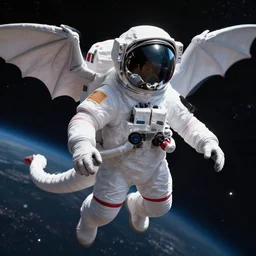 dragon in astronaut suit in space