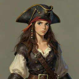 portrait of a young woman pirate, artstation, elegant, highly detailed, digital painting, concept art, smooth, sharp focus, illustration, art by studio ghibli, fujita goro, atey ghailan, tom whalen, jean giraud 8 k