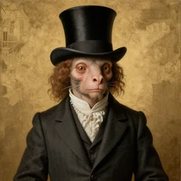 Hieronymus Bosch creature wearing a suit and top hat